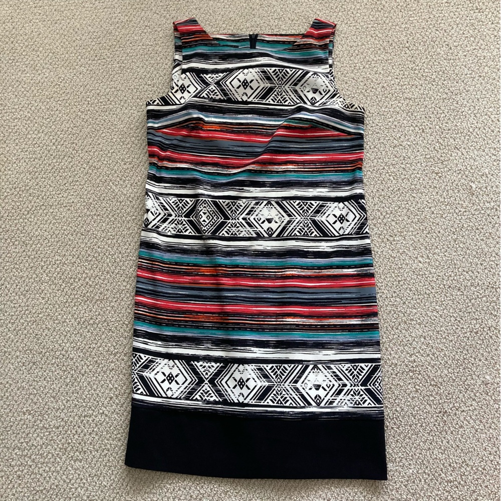 AB Studio Geometric Print Midi Dress Sleeveless Size 10 Professional Like New